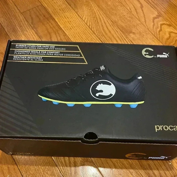 Puma pro cat speed force cleat big kid 4 black white blue soccer shoes cleats - Picture 15 of 17